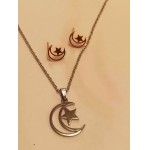 Conjunto Feminino de Colar e Brinco em Aço Inox de Lua e estrela – Hipoalergênico - Presente para menina adolescente - Imagem 3