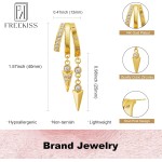 Freekiss 3 brincos de ilusão de argola com zircão, brincos hipoalergênicos para mulheres, conjunto de brincos delicados de cruz e gota de ouro, joia de prata - Imagem 5