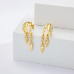 Freekiss 3 brincos de ilusão de argola com zircão, brincos hipoalergênicos para mulheres, conjunto de brincos delicados de cruz e gota de ouro, joia de prata - Imagem 7