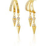 Freekiss 3 brincos de ilusão de argola com zircão, brincos hipoalergênicos para mulheres, conjunto de brincos delicados de cruz e gota de ouro, joia de prata - Imagem 8