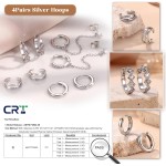 Florideco Conjunto de 4 pares de brincos de argola pequenos para mulheres, modernos banhados a ouro 14 K, hipoalergênicos, argolas, cartilagem leve, brincos, joias femininas, presentes - Imagem 5