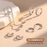 Florideco Conjunto de 4 pares de brincos de argola pequenos para mulheres, modernos banhados a ouro 14 K, hipoalergênicos, argolas, cartilagem leve, brincos, joias femininas, presentes - Imagem 7