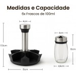 Conjunto 6 Porta Condimentos Temperos Cozinha Em Vidro Com Suporte Giratório 360° - Imagem 5