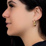 Brinco Argola Oval Feminina Dourado Aço inoxíavel 316L Cirúrgico Antialérgico Resistente Facil Limpeza Estilo Luxo Blogueira - Imagem 3