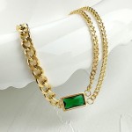 Conjunto Feminino "Émeraude Fantaisie" – Colar 43cm, Pulseira 21cm e Brincos 5cm em Aço Inoxidável Antialérgico, Design Luxuoso e Sofisticado – Acompanha Bolsa de Veludo - Imagem 8