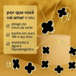 Conjunto de Joias Femininas Trevo da Sorte 18K — Colar, Brincos, Anel Ajustável e Pulseira em Aço Inoxidável - Imagem 3