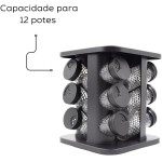 Porta Condimentos Temperos Giratório Com 12 Potes + Etiquetas, Capacidade 85ml, Modelo: Diamond - Imagem 4
