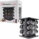 Porta Condimentos Temperos Giratório Com 12 Potes + Etiquetas, Capacidade 85ml, Modelo: Diamond - Imagem 5