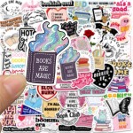55 peças de adesivos de livros para Kindle, adesivos de leitura de livros para laptops leitores de e-books Booktok garrafas de água diário álbum de recortes à prova d'água (brilhante) - Imagem 7