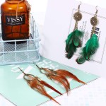 6 Pairs Women Faux Feather Earrings Dream Catcher Bohemian Fringe Tassel Long Drop Dangle Earrings Set with Design for Women - Imagem 4