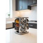 Porta Condimentos Giratório Inox 12 pote de vidro - Imagem 4