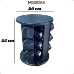 Porta Temperos Condimentos 9 Potes Base Giratória 360° Organizador Cozinha Premium (Branco) - Imagem 7