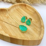 Conjunto Brinco Colar Feminino Cravejado Pedra Fusion Banhado a ouro 18k Banho paládio antialérgico Semijoia Corrente Cordão 45 cm Dourado - Imagem 5