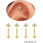 Brinco de cartilagem de ouro prateado para mulheres, concha trágus sem fio, hipoalergênico, aço cirúrgico, joias de hélice, costas planas, conjunto de brincos banhados a ouro de 20 g - Imagem 4