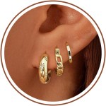 Brincos femininos de zircônia cúbica, brincos de ouro delicados, banhados a ouro 14 K, pequenos brincos de argola para mulheres, hipoalergênicos, bonitos, exclusivos, conjuntos de brincos de