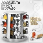 Porta Condimento Inox/Vidro 12 Peças Base Giratória - Imagem 2