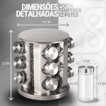 Porta Condimento Inox/Vidro 12 Peças Base Giratória - Imagem 3
