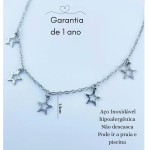 Conjunto Feminino de Colar Choker e Brinco em Aço Inox de estrela – Hipoalergênico - Presente para adolescente menina - Imagem 4