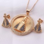Conjunto Feminino "Nossa Senhora Aparecida" – Colar e Brincos Banhados a Ouro 18K com Zircônias, Simbolismo Religioso e Fé – Acompanha Bolsa de Veludo - Imagem 9
