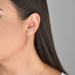 Conjunto Colar e Brinco de Borboleta com Pedras de Zircônias Semi Joias Banhado Ouro 18k Presente Mãe Esposa Namorada - Imagem 3
