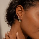 Conjunto de brincos de argola banhados a ouro 14K para mulheres, delicados, empilháveis, joias modernas, presentes para mulheres - Imagem 3