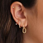 Conjunto de brincos de argola banhados a ouro 14K para mulheres, delicados, empilháveis, joias modernas, presentes para mulheres - Imagem 4