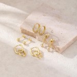 Conjunto de brincos de argola banhados a ouro 14K para mulheres, delicados, empilháveis, joias modernas, presentes para mulheres - Imagem 5
