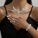 Conjunto Colar Brinco Pulseira Pérola Zircônia Prata Brilhante Gota- Noiva Casamento Festa Formatura Debutante - Presente Amor Mãe Namorada Amiga - Clássico Delicado Vintage - Imagem 3