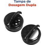 Porta Tempero Berço de Madeira com 8 Potes de Plástico 130ml Transparente Tampa Dosadora Dupla para Condimentos com Etiqueta - Imagem 3