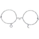 2 Pulseiras Magnéticas Casal Namorados Sol E Lua Caixa Kit