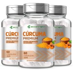 3 Potes Curcuma Longa 100% Curcumina Pura 500Mg 180 Cápsulas Ecomev