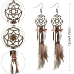 6 Pairs Women Faux Feather Earrings Dream Catcher Bohemian Fringe Tassel Long Drop Dangle Earrings Set with Design for Women - Imagem 2