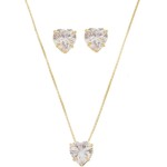 Biana Conjunto Colar e Brinco Coração Banhado Ouro 18k para Mulheres Adultas - Casual a Semi-Formal