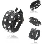 Bracelete Pulseira Punk Rock Com Espinhos Spike Regulável Grosso couro preto masculino feminino