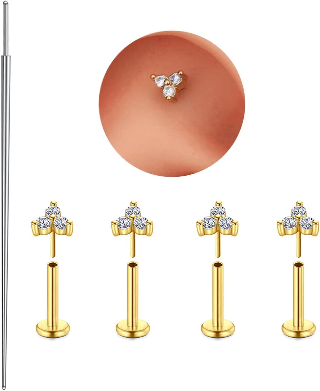 Brinco-de-cartilagem-de-ouro-prateado-para-mulheres-concha-tragus.jpg Brinco de cartilagem de ouro prateado para mulheres, concha trágus sem fio, hipoalergênico, aço cirúrgico, joias de hélice, costas planas, conjunto de brincos banhados a ouro de 20 g