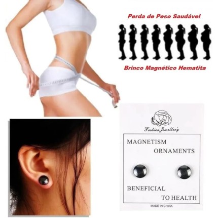 Brincos Magnéticos para Acupuntura, 4 Pares, Preto, 1cm x 1cm, Terapia Auricular para Emagrecimento