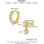 Brincos de ouro para mulheres, brincos de costas planas, hipoalergênicos, brincos de aço cirúrgico, brincos de argola pequenos para mulheres, brincos de cartilagem banhados a ouro, Helix, conjunto de - Imagem 2
