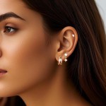 Brincos de pino plano para mulheres em aço inoxidável cirúrgico flatback conjunto de brincos hipoalergênicos cartilagem tragus piercing joias banhado a ouro - Imagem 2