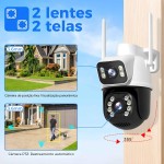 CAMERA DE SEGURANÇA INTELIGENTE DUAS LENTES 6MP 360 IP WIFI ETHERNET SPEED DOME DETECÇÃO RASTREAMENTO HUMANO IMAGENS COLORIDAS A NOITE SENSOR PRESENÇA CFTV GRAVACAO NUVEM OU LOCAL (PRETO) - Imagem 2