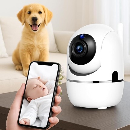 Câmera Baba Eletronica Wi-Fi de Monitoramento com áudio bidirecional, visão noturna e detecção de movimento — solução inteligente de vigilância para bebês, idosos, pets e segurança doméstica. Premium