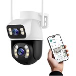 Câmera De Segurança Sem Fio Wi-fi Externa Interna HD 3MP Lente Dupla Giratória Smart IP66 Prova D'água Visão Noturna Infravermelho Chamada de Voz Bidirecional - Linha Premium
