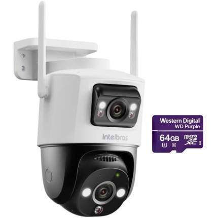 Câmera Externa Wi-Fi 3MP 360° Full Color iM9+ Com SD 64gb