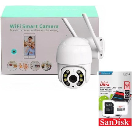Câmera Ip Externa Wifi Noturna Ip66 Hd modelo A8 + Cartão 128 Gb - a prova d'água