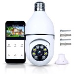 Câmera Lampada De Segurança Inteligente Ip Wifi Com Visão Noturna Vigilancia Interna Externa Giratoria Espiã 360º Cor Branco