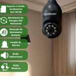 Camera Segurança Lampada Preta Wifi C/rastreio 360 1080p visão noturna Pet Orbitronic - Imagem 2