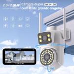 Câmera de Segurança Externa WiFi Dupla 2MP+2MP, Áudio Bidirecional, Detecção de Movimento, Rotação 355°/90°, Visão Noturna, IP66, Suporte para Cartão TF - Imagem 2