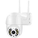 Câmera de Segurança Inteligente 2MP Full HD 1080p 360° IP WiFi Ethernet, Detecção e Rastreamento de Movimento Humano, Visão Noturna Colorida, Sensor de Presença, Gravação em Nuvem ou Local (BRANCO)