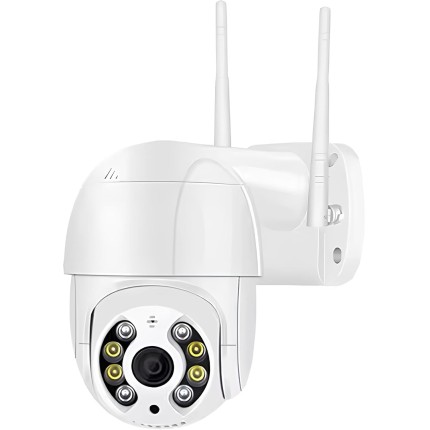 Câmera de Segurança Inteligente 2MP Full HD 1080p 360° IP WiFi Ethernet, Detecção e Rastreamento de Movimento Humano, Visão Noturna Colorida, Sensor de Presença, Gravação em Nuvem ou Local (BRANCO)