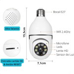 Câmera de Segurança Tipo Lâmpada 8177 WiFi Full HD 1080p com Visão Noturna, Bivolt, Detecção de Movimento e Áudio Bidirecional - Imagem 2