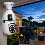 Câmera de Segurança Wi-Fi 360° Tipo Lâmpada com Dupla Lente, Visão Noturna, Detecção de Movimento e Monitoramento por App - Imagem 2
